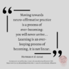Text: Quote: - Moving towards neuro-affirmative practice is a process of ever-becoming: you will never arrive... Learning is an ever- looping process of becoming, it is not linear. Hartman et al. (2024). Hartman et al. (2024) What does it mean to be neurodiversity affirmative? BPS. https://www.bps.org.uk/psychologist/what-does-it-mean-be-neurodiversity-affirmative