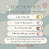 Teacher Tips Children Struggling with School Attendance. Table of tips: 1. Listen to the child Listen to their parents Do not force into school 4. Follow the child's pace and lead Even with the most understanding teachers & parents some children may need a different setting and environment to learn