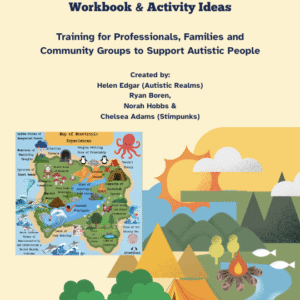 Image of map of monotropism. Text: Map of Monotropic Experiences Neuroning Ay ism.Throg th As Workbook & Activity Ideas Training for Professionals, Families and Community Groups to Support Autistic People Created by: Helen Edgar (Autistic Realms) Ryan Boren, Norah Hobbs & Chelsea Adams (Stimpunks)