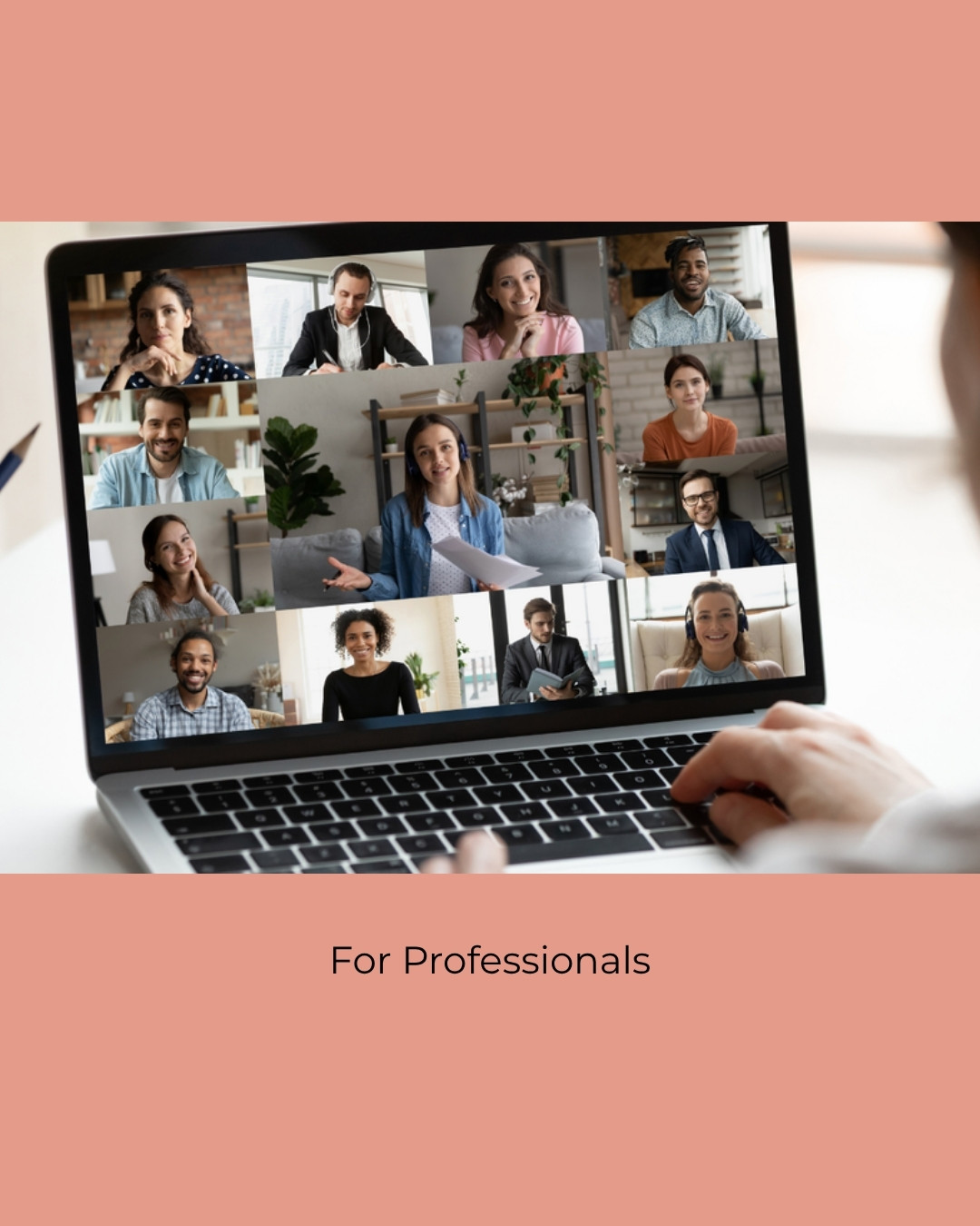 Professionals learning together around a table. Caption: For Professionals.
