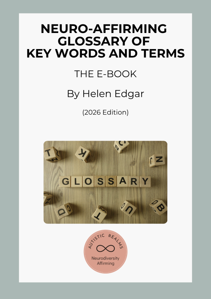 Cover of the Neuro-Affirming Glossary of Key Words and Terms e-book by Helen Edgar, 2026 edition